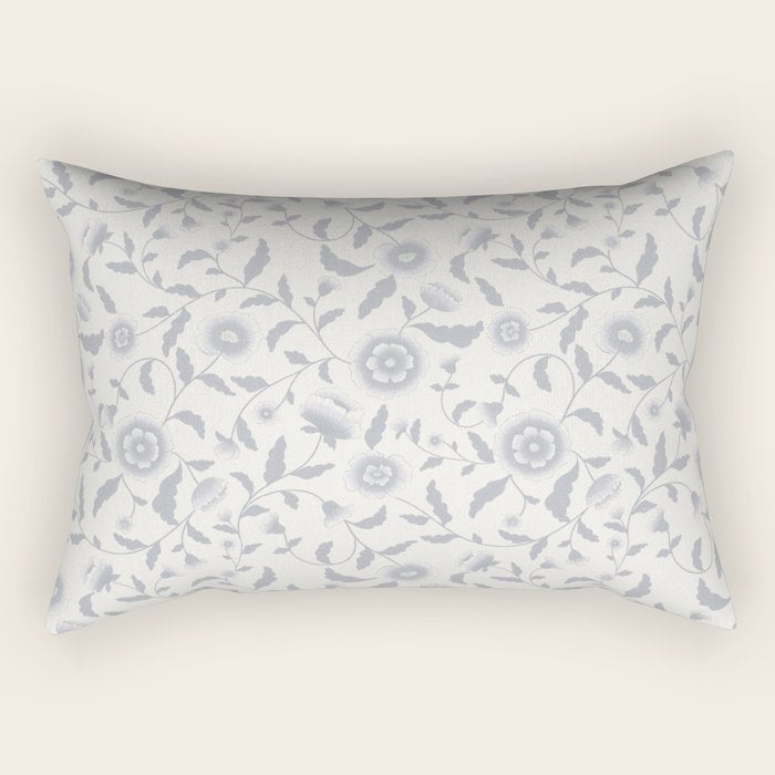 Vintage Trailing Floral - Blue and White Rectangular Pillow Gallery Image 2