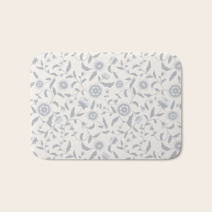 Vintage Trailing Floral - Blue and White Bath Mat Gallery Image 1