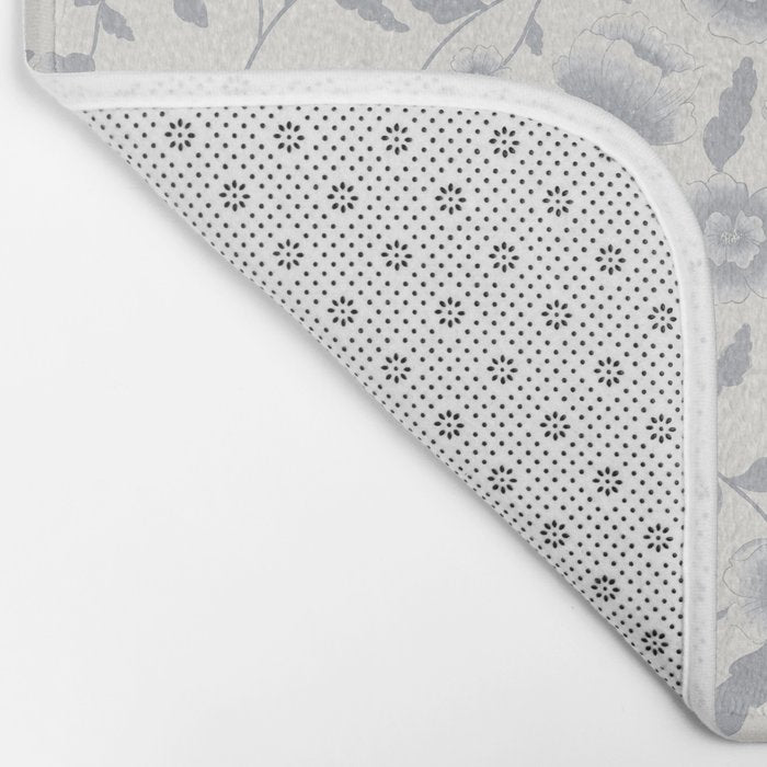 Vintage Trailing Floral - Blue and White Bath Mat Gallery Image 2