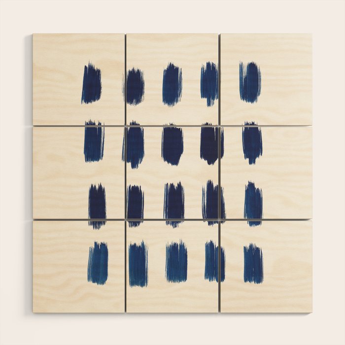Indigo Abstract Brush Strokes | No. 6 Wood Wall Art Gallery Image 1