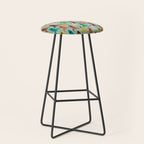 Retro Rockets - Midcentury Modern Atomic Age Aerospace Pattern in Teal, Orange, Mustard, and Celadon Stool Gallery Image 1