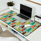 Retro Rockets - Midcentury Modern Atomic Age Aerospace Pattern in Teal, Orange, Mustard, and Celadon Desk Mat Gallery Image 2