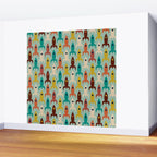 Retro Rockets - Midcentury Modern Atomic Age Aerospace Pattern in Teal, Orange, Mustard, and Celadon Wall Mural Gallery Image 2