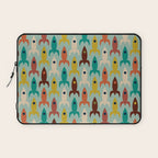 Retro Rockets - Midcentury Modern Atomic Age Aerospace Pattern in Teal, Orange, Mustard, and Celadon Laptop Sleeve Gallery Image 1