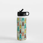 Retro Rockets - Midcentury Modern Atomic Age Aerospace Pattern in Teal, Orange, Mustard, and Celadon Water Bottle Gallery Image 1