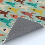 Retro Rockets - Midcentury Modern Atomic Age Aerospace Pattern in Teal, Orange, Mustard, and Celadon Rug Gallery Image 4