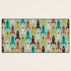 Retro Rockets - Midcentury Modern Atomic Age Aerospace Pattern in Teal, Orange, Mustard, and Celadon Desk Mat Gallery Image 3