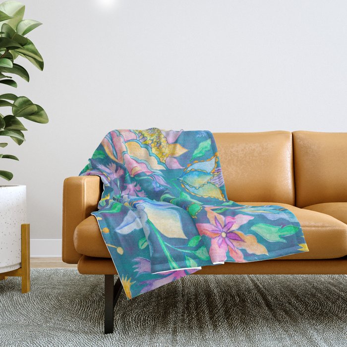 Beautiful Exotic Paisley Summer Floral Throw Blanket Gallery Image 1