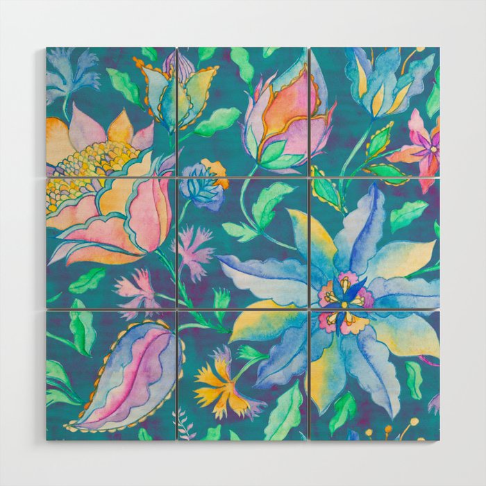 Beautiful Exotic Paisley Summer Floral Wood Wall Art Gallery Image 1