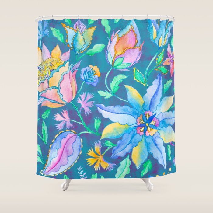Beautiful Exotic Paisley Summer Floral Shower Curtain Gallery Image 1