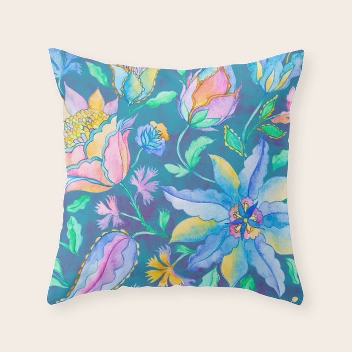 Beautiful Exotic Paisley Summer Floral Throw Pillow Gallery Image 6