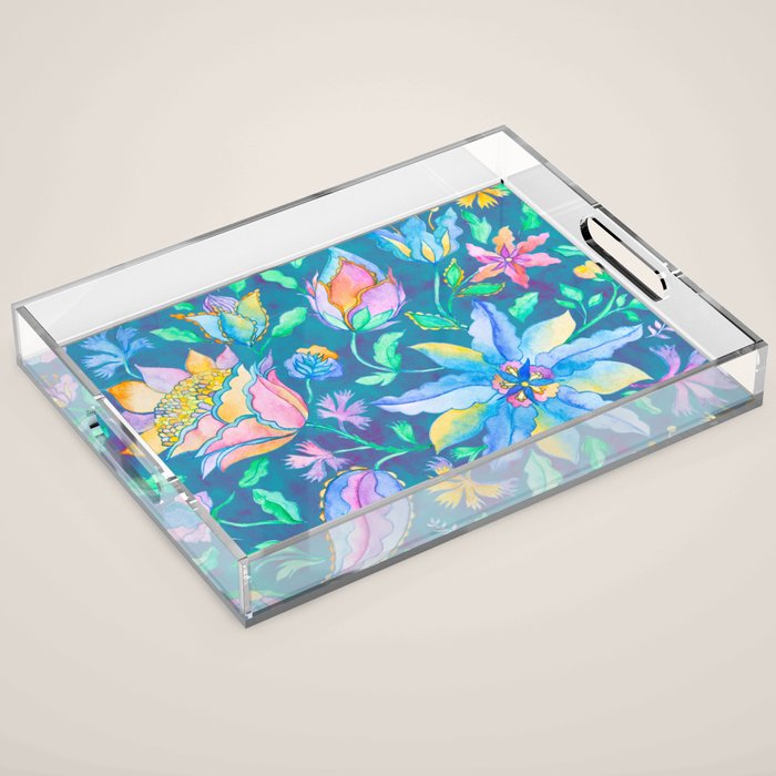Beautiful Exotic Paisley Summer Floral Acrylic Tray Gallery Image 1