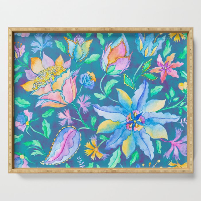 Beautiful Exotic Paisley Summer Floral Serving Tray Gallery Image 1