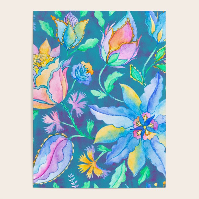 Beautiful Exotic Paisley Summer Floral Poster Gallery Image 4