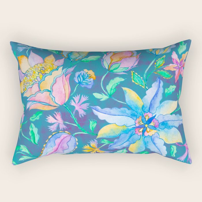 Beautiful Exotic Paisley Summer Floral Rectangular Pillow Gallery Image 2