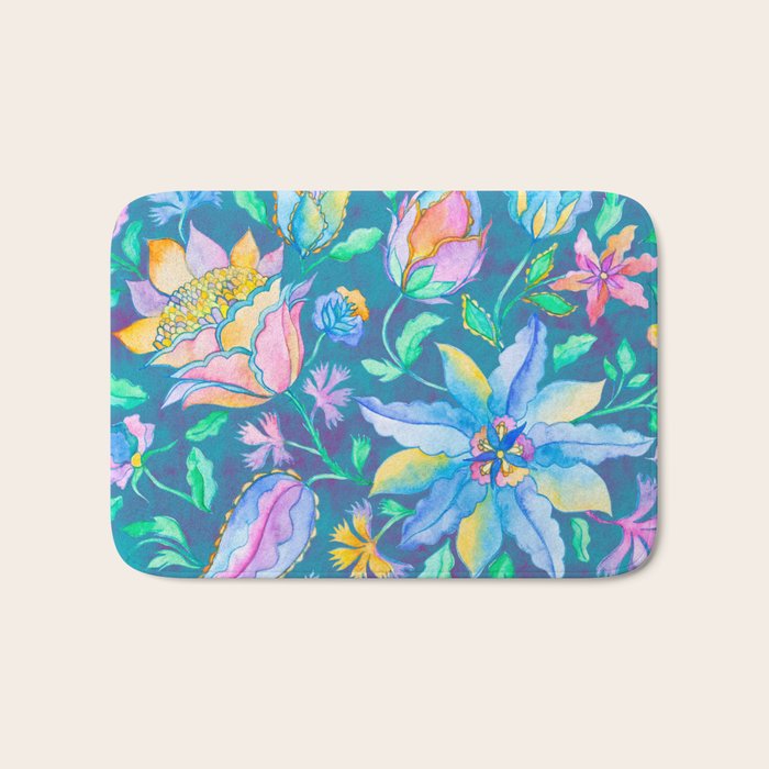 Beautiful Exotic Paisley Summer Floral Bath Mat Gallery Image 1