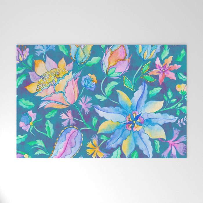 Beautiful Exotic Paisley Summer Floral Welcome Mat Gallery Image 1