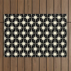 Midcentury Modern Atomic Age Starburst Pattern in Retro Cream and Black Outdoor Rug Gallery Image 1