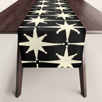Midcentury Modern Atomic Age Starburst Pattern in Retro Cream and Black Table Runner Gallery Image 1