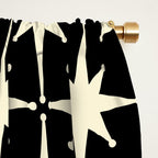 Midcentury Modern Atomic Age Starburst Pattern in Retro Cream and Black Window Curtain Gallery Image 2