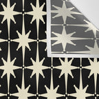 Midcentury Modern Atomic Age Starburst Pattern in Retro Cream and Black Wall Tapestry Gallery Image 3