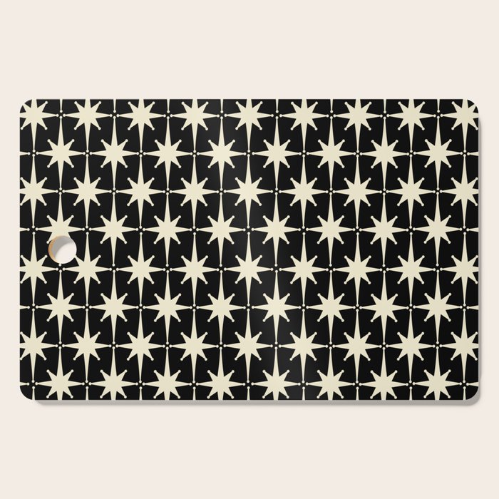 Midcentury Modern Atomic Age Starburst Pattern in Retro Cream and Black Cutting Board Gallery Image 1