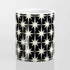 Midcentury Modern Atomic Age Starburst Pattern in Retro Cream and Black Coffee Mug Gallery Image 4