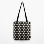Midcentury Modern Atomic Age Starburst Pattern in Retro Cream and Black Tote Bag Gallery Image 2