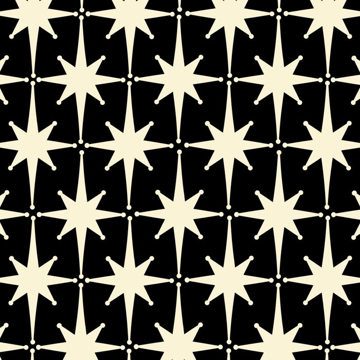 Midcentury Modern Atomic Age Starburst Pattern in Retro Cream and Black Coffee Mug Gallery Image 2