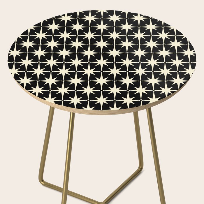Midcentury Modern Atomic Age Starburst Pattern in Retro Cream and Black Side Table Gallery Image 2