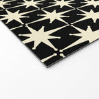 Midcentury Modern Atomic Age Starburst Pattern in Retro Cream and Black Welcome Mat Gallery Image 2