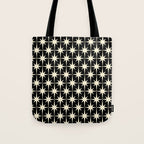 Midcentury Modern Atomic Age Starburst Pattern in Retro Cream and Black Tote Bag Gallery Image 1