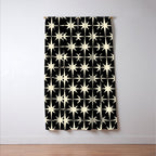 Midcentury Modern Atomic Age Starburst Pattern in Retro Cream and Black Window Curtain Gallery Image 3