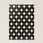 Midcentury Modern Atomic Age Starburst Pattern in Retro Cream and Black Stationery Card Gallery Image 2