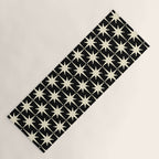 Midcentury Modern Atomic Age Starburst Pattern in Retro Cream and Black Yoga Mat Gallery Image 1