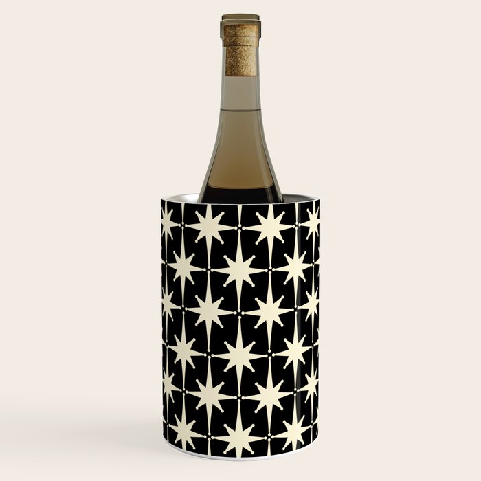 Midcentury Modern Atomic Age Starburst Pattern in Retro Cream and Black Wine Chiller Gallery Image 3