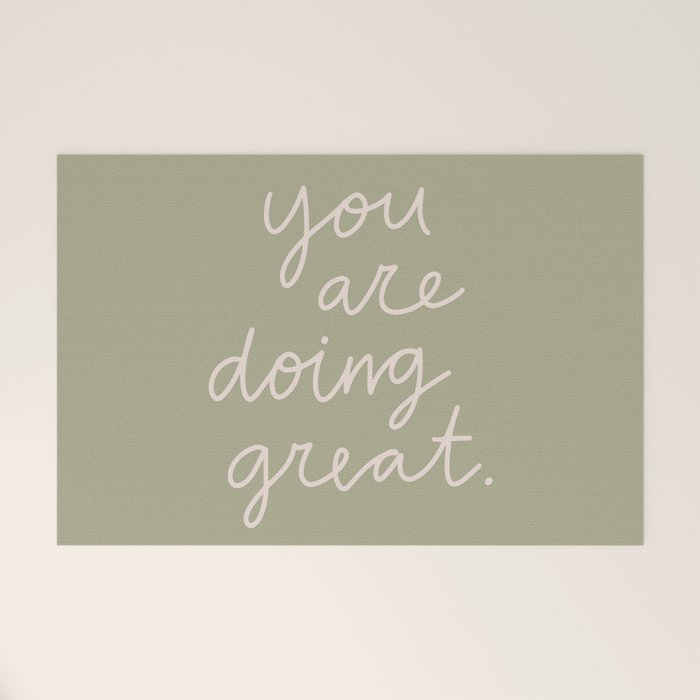 You Are Doing Great Sage Green Welcome Mat Gallery Image 1
