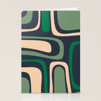 Palm Springs Retro Mid Century Modern Abstract Pattern Dark Blue, Green, and Beige Stationery Card Gallery Image 2