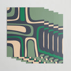 Palm Springs Retro Mid Century Modern Abstract Pattern Dark Blue, Green, and Beige Wrapping Paper Gallery Image 3