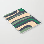 Palm Springs Retro Mid Century Modern Abstract Pattern Dark Blue, Green, and Beige Notebook Gallery Image 3