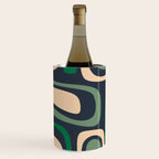 Palm Springs Retro Mid Century Modern Abstract Pattern Dark Blue, Green, and Beige Wine Chiller Gallery Image 1