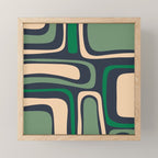 Palm Springs Retro Mid Century Modern Abstract Pattern Dark Blue, Green, and Beige Mini Art Print Gallery Image 1