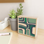 Palm Springs Retro Mid Century Modern Abstract Pattern Dark Blue, Green, and Beige Mini Art Print Gallery Image 2