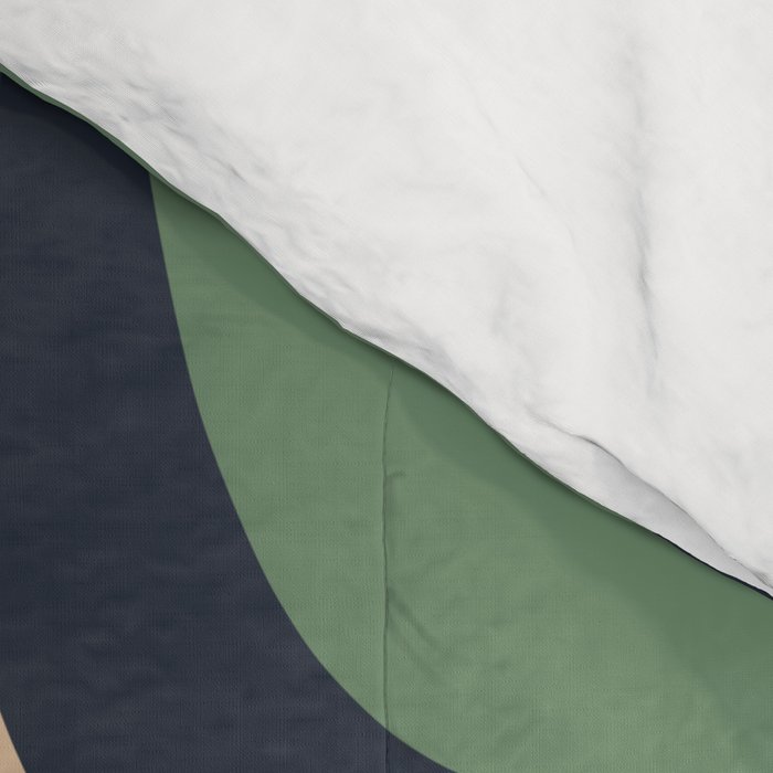 Palm Springs Retro Mid Century Modern Abstract Pattern Dark Blue, Green, and Beige Comforter Gallery Image 4