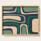 Palm Springs Retro Mid Century Modern Abstract Pattern Dark Blue, Green, and Beige Serving Tray Gallery Image 1