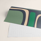 Palm Springs Retro Mid Century Modern Abstract Pattern Dark Blue, Green, and Beige Wrapping Paper Gallery Image 2