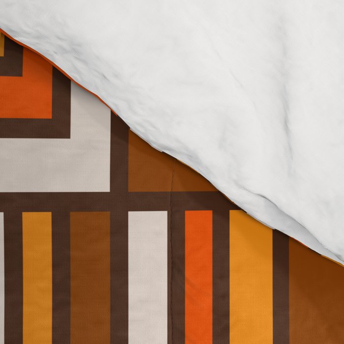 Retro 70s Brown and Orange Geometric Portes Pattern II Comforter Gallery Image 4