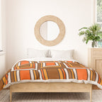 Retro 70s Brown and Orange Geometric Portes Pattern II Duvet Cover Gallery Image 3