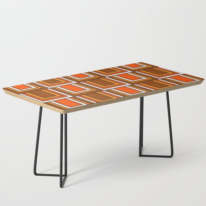 Retro 70s Brown and Orange Geometric Portes Pattern II Coffee Table Gallery Image 1