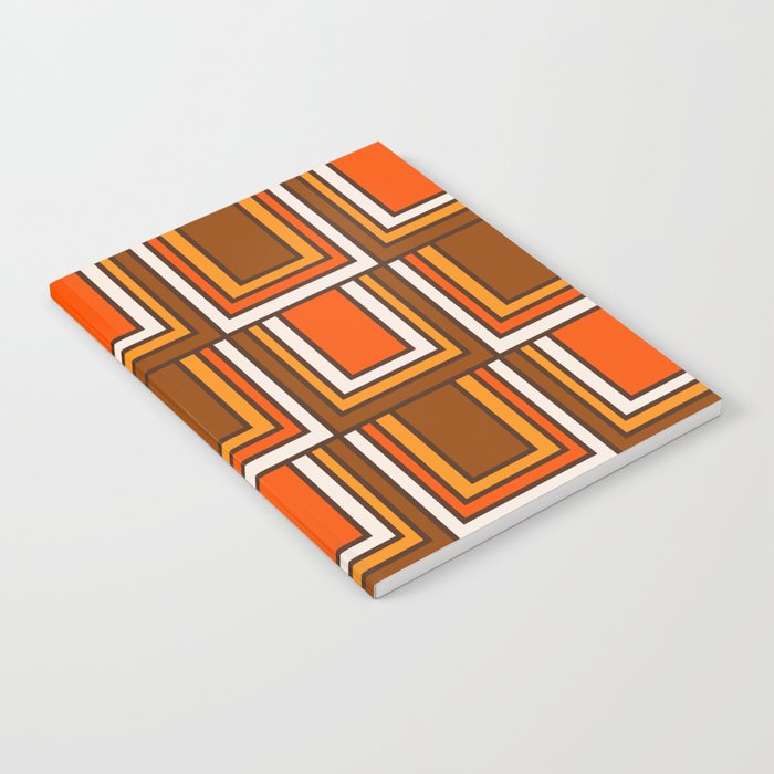 Retro 70s Brown and Orange Geometric Portes Pattern II Notebook Gallery Image 2